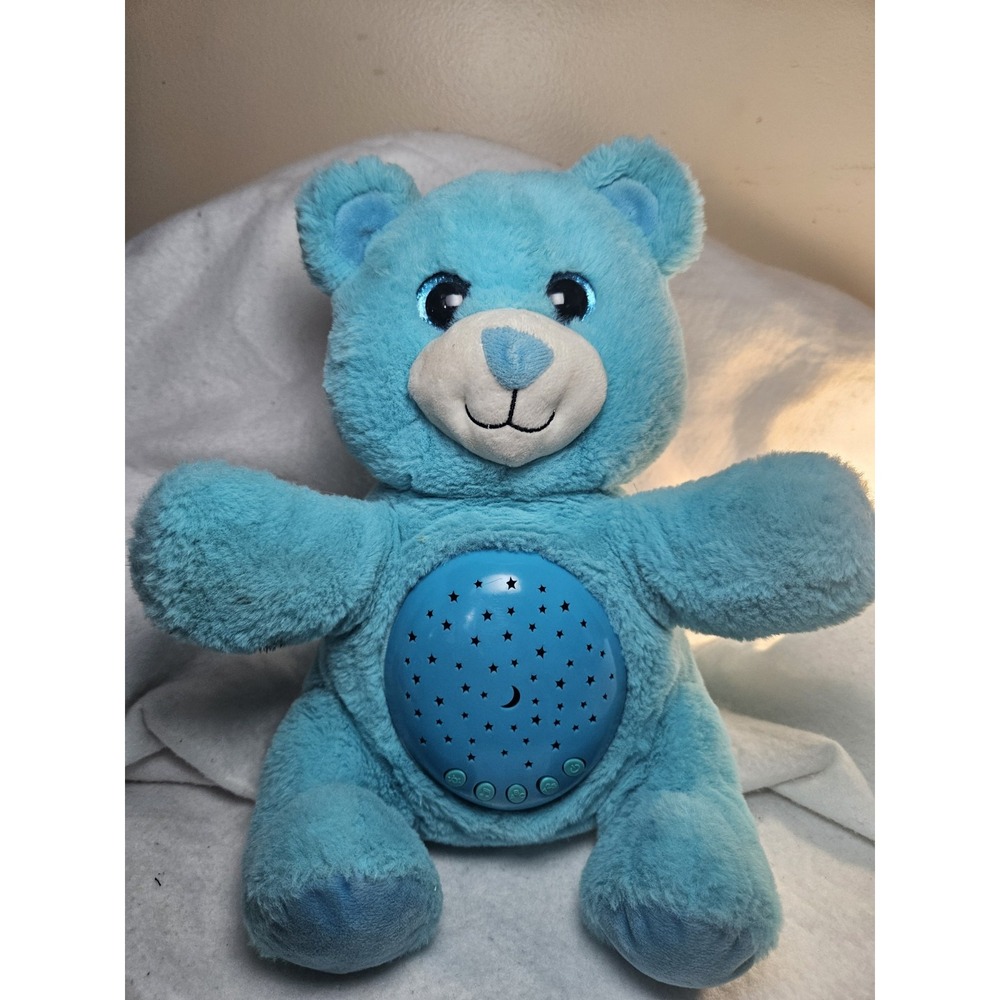 Blue Teddy Bear Night Light Star Projector Plush Soother Musical Sleep Toy